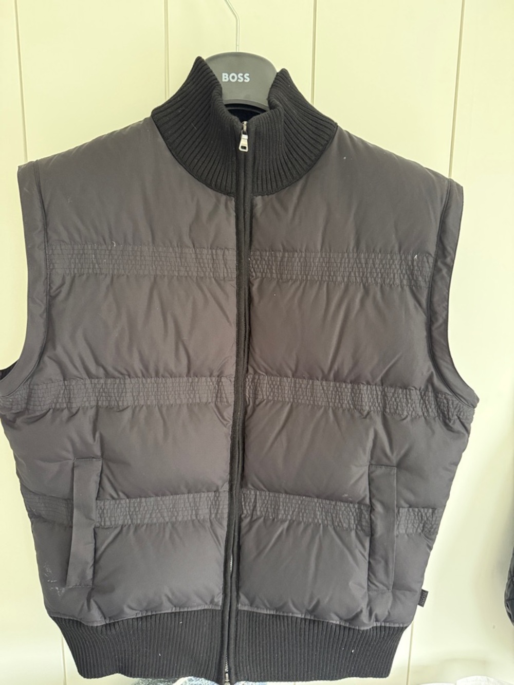 Boss Black Puffer Jacket with Quilted Design